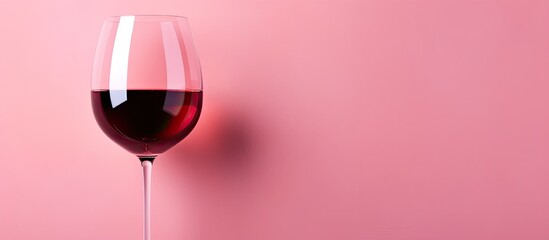 Minimalistic trendy photography of red wine glasses on a pink background representing a wine bar winery and wine tasting concept