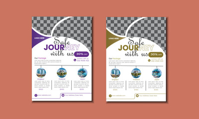 Editable Travel flyer set template for travel agency poster bundle or leaflet suitable for holiday vacation.