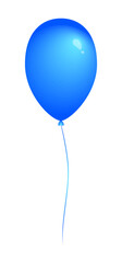 Balloon On Rope. Vector Illustration. Blue color.