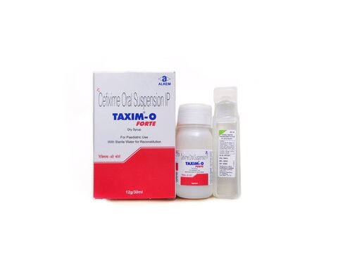 Guwahati, Assam, India - September 20, 2023 : Taxim O Forte Dry Syrup is an antibiotic that is used to treat a variety of bacterial infections. It contains Cefixime. 