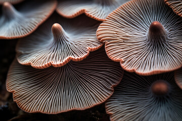 Close up detail of intricate mushroom gills