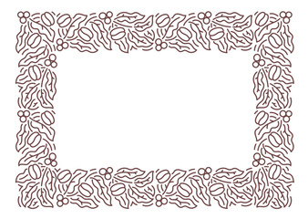 Coffee pattern rectangular frame ornament. Design element. Editable outline stroke. Vector line.