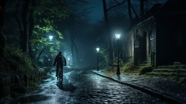 Night Photos of cycling in the style