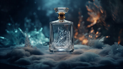 beautiful detail of fragrant perfume bottle, with generative ai - obrazy, fototapety, plakaty