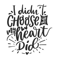 Obraz premium Love - Valentine's Day Vector illustration isolated on white background. Hand drawn text for Valentines Day greeting card. Typography design for print cards, banner, poster