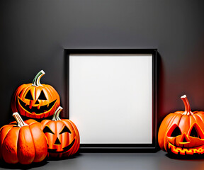 White box with pumpkins halloween mockup