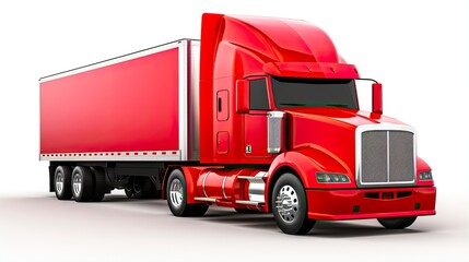 Big Red Semi Tractor Trailer for Cargo Transport with Space for Text - Ideal for Truck Drivers and Freight Vehicles