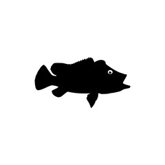 Bass Fish Silhouette, can use for Art Illustration, Logo Gram, Pictogram, Mascot, Website, or Graphic Design Element. Vector Illustration