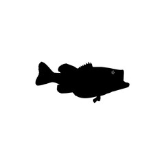 Bass Fish Silhouette, can use for Art Illustration, Logo Gram, Pictogram, Mascot, Website, or Graphic Design Element. Vector Illustration