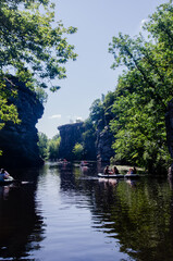 a river in the middle of a beautiful canyon