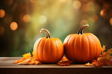 Kürbisse mit Früchten und Blättern Herbst Halloween Ernte Hintergrund Productplacement Copyspace