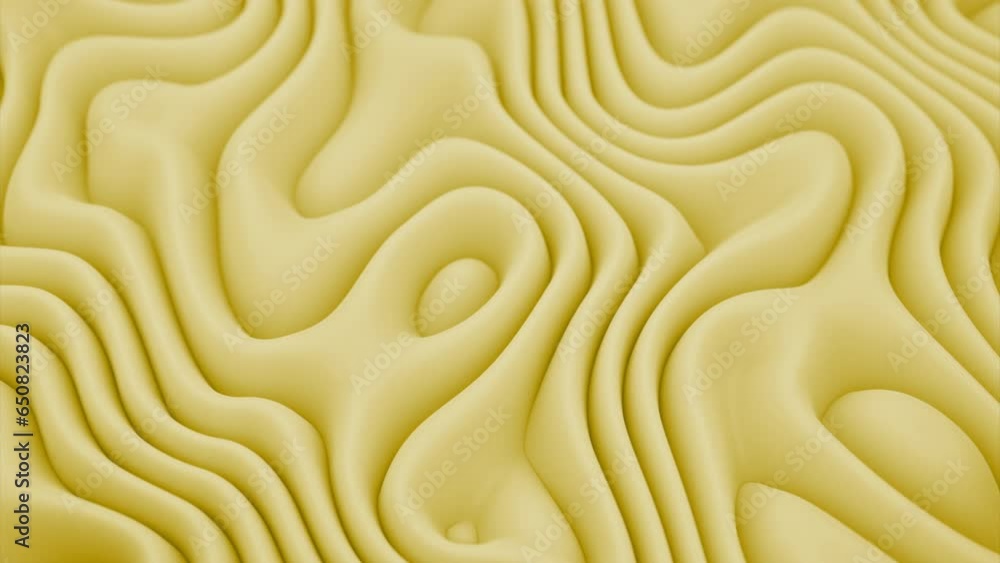 Poster background animation with yellow liquid waves. design. hypnotic randomly flowing waves.