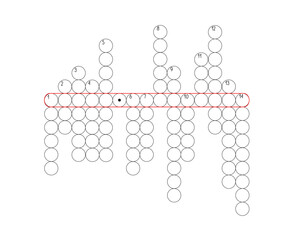 Blank crossword puzzle grid, empty template circles to fill in for riddle, educational or leisure game, ready to be used for making any word puzzle