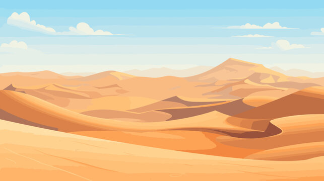 Desert sandy landscape, sunny day. Desert dunes vector background. © baobabay