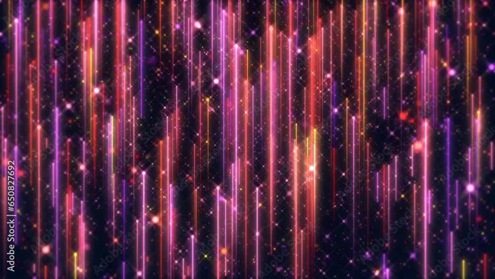 Wall mural abstract background animation with glittering shiny multicolored particles and shooting stars. this 