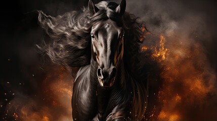 Obraz na płótnie Canvas Beautiful black stallion horse abstract
