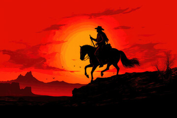 Horse Rider at Sunset