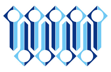 Row of blue figures, banner, blue figures, frame, row