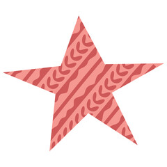 Vector geometric Knit Star ornament. Christmas pattern isolated on white background. Red textile patchwork. Best for web, print, Christmas decoration, Winter design element for Postcard, Card, Flyer