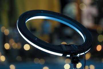 Ring led light.  Circular lamp for bloggers and selfie