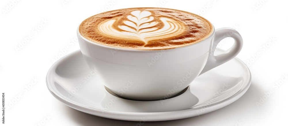 Poster isolated cup of latte on white background with clipping path
