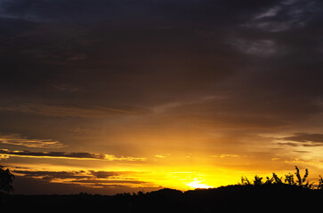 Sunrise and sunset in Germany. Scenery.