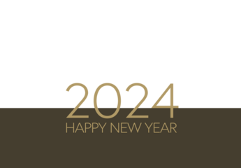 New Year wishes, Text: happy new year 2024 in gold/brown