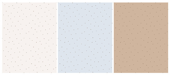 Simple Hand Drawn Irregular Dots Vector Patterns. Brown Dots on a  Light Blue, Cappuccino Brown and Beige Background. Infantile Style Abstract Dotted Vector Print Ideal for Fabric, Textile.Rgb Colors.