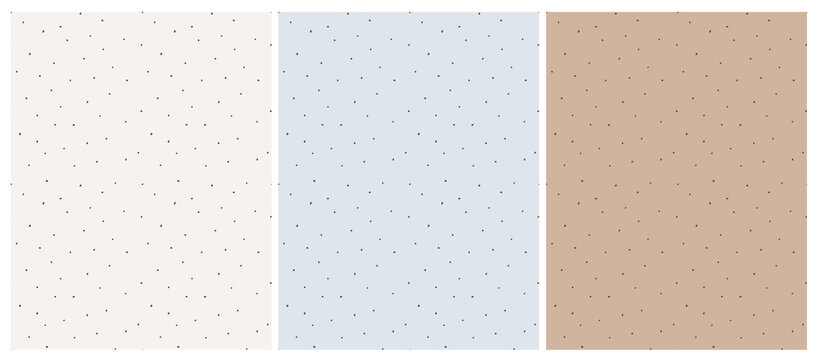 Fototapeta Simple Hand Drawn Irregular Dots Vector Patterns. Brown Dots on a  Light Blue, Cappuccino Brown and Beige Background. Infantile Style Abstract Dotted Vector Print Ideal for Fabric, Textile.Rgb Colors.