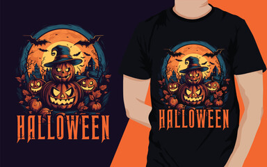 Obraz premium halloween party with pumpkin t shirt design