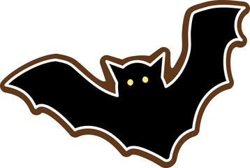 Halloween spooky, cute and fun flying bat icing cookie illustration material
