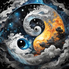 beautiful yin yang with attractive light and details 