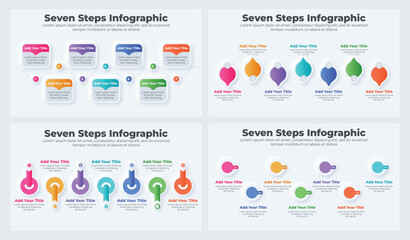 Vector business infographic design elements and flowchart steps bundle