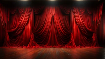 Foto op Canvas Red stage curtain for theater, opera scene drape. © Dhiman