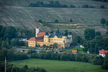 Spissky Stiavnik manor from the balloon, Slovakia