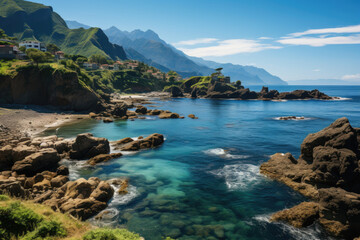 Fototapeta na wymiar Landscape with Seixal village of north coast, Madeira island, Portugal