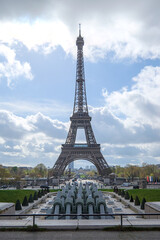 Fototapeta na wymiar Paris, France - April 3 2019: Eiffel Tower from Trocadero in Paris, France