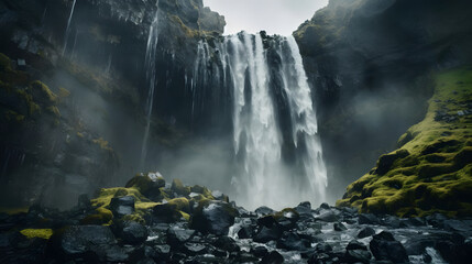 Fototapeta na wymiar Breathtaking Waterfall Cascading Down a Cliff