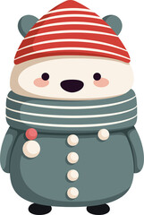 Christmast Cute Bear Cartoon Flat