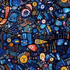 Abstract blue repeat pattern