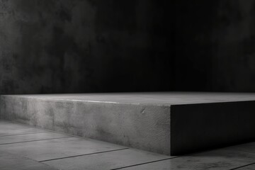 A black and white concrete platform