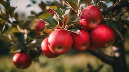 Obraz premium Fresh Apples on the Tree