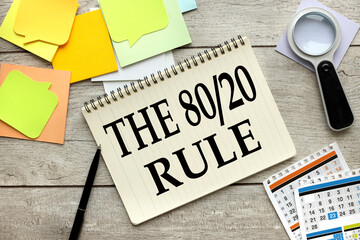 The 80/20 rule paper with text near clear stickers