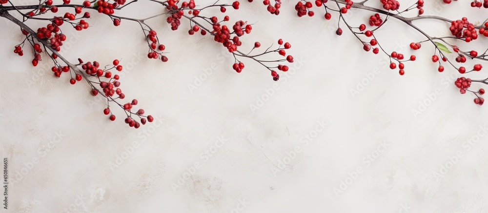 Canvas Prints Red and white flowers on a beige concrete wall Simple floral backdrop