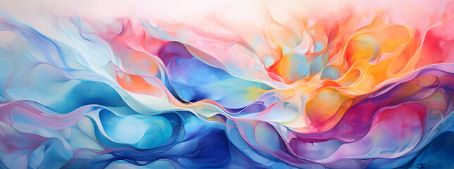 abstract artwork watercolor bright, in the style of flowing fabrics, poured