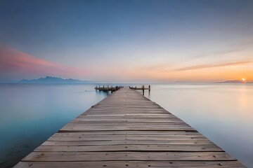 wooden pier at sunset
