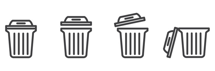 Trash bin simple icon line, Recycle outline vector sign, Trash can linear style pictogram. Delete symbol, logo illustration, Modern vector trash can symbol isolated on white background. 