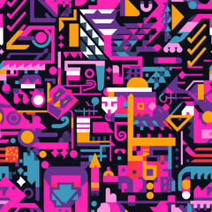 Abstract modern shapes repeat pattern minimal retro