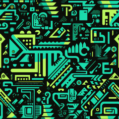 Abstract modern shapes repeat pattern minimal retro