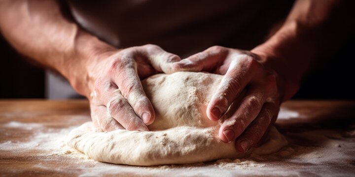 baker's hands shaping dough